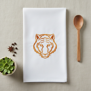 Tiger Face Embroidered Tea Towel