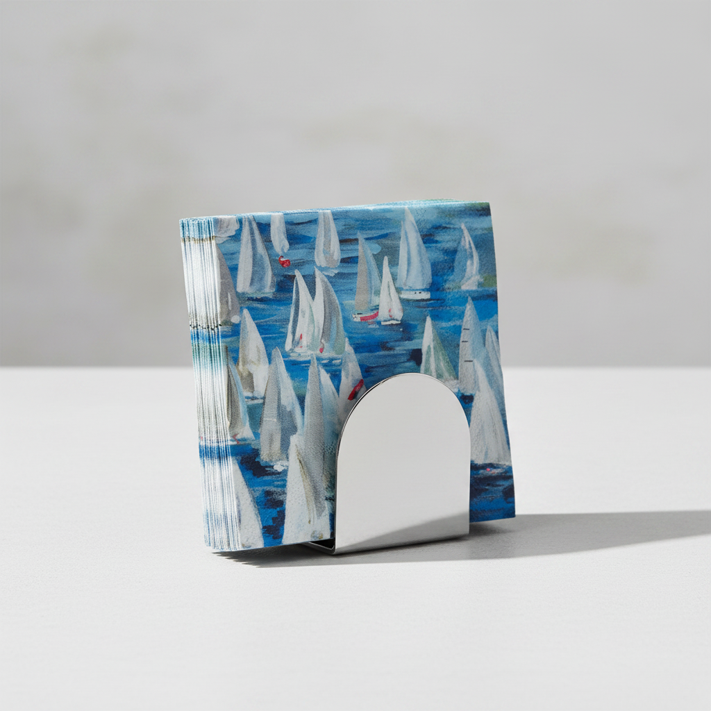 Bookend with sailboat design on a white background