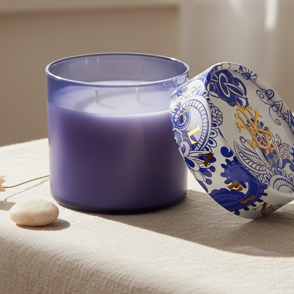 Citronella Pineapple 2-Wick Candle | Blue Glass with Decorative Lid