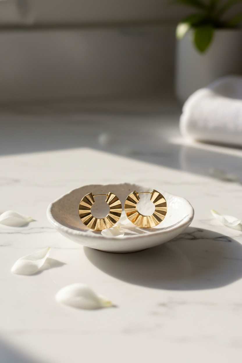 Lennox Crinkle Gold Hoop Earrings