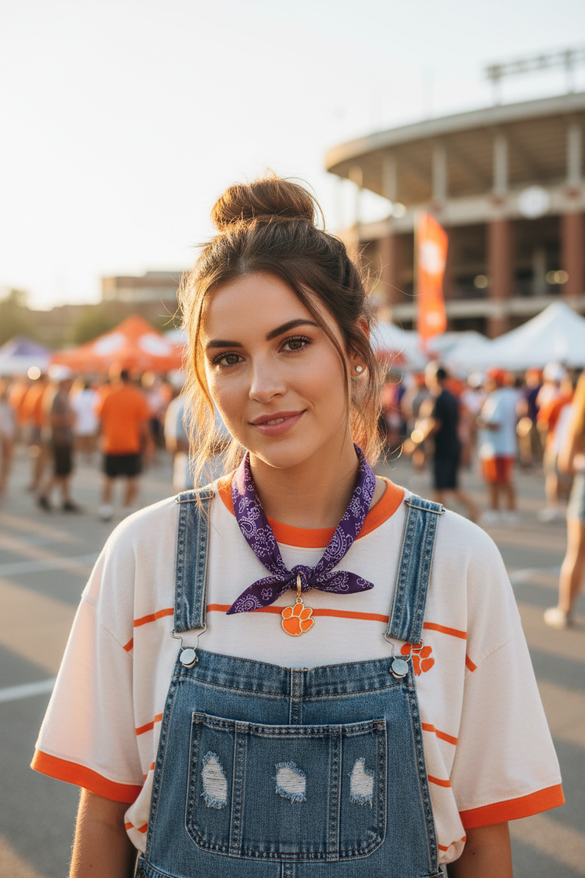 Clemson Tigers Paisley Bandana Charm Necklace