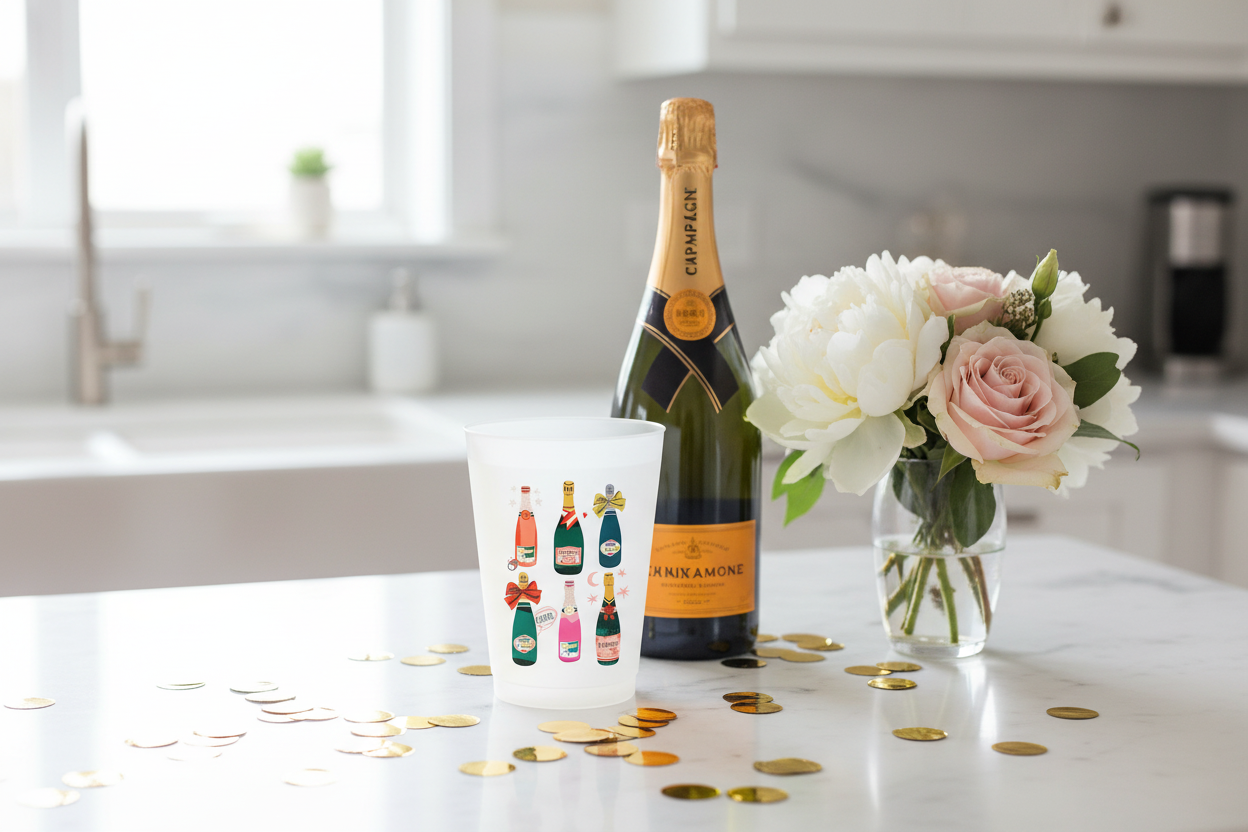 Champagne Bottles Plastic Cups | Set of 10, 16 oz