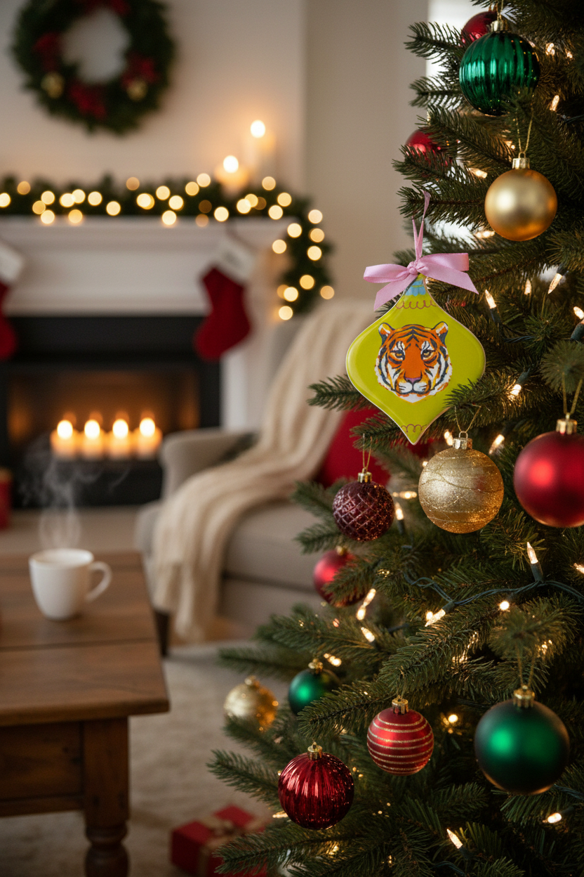 Tinsel Tiger Christmas Ornament
