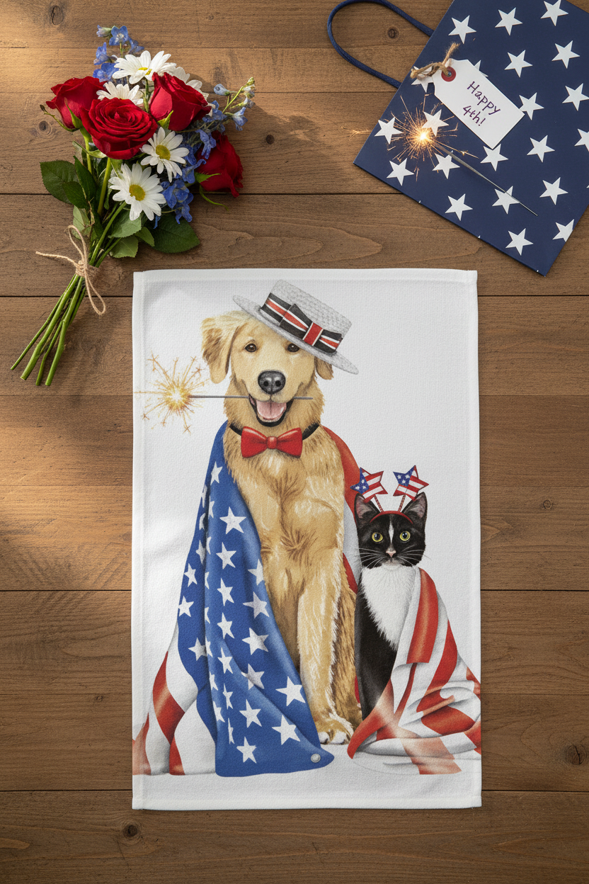 Patriotic Dog & Cat Tea Towel – Bagged