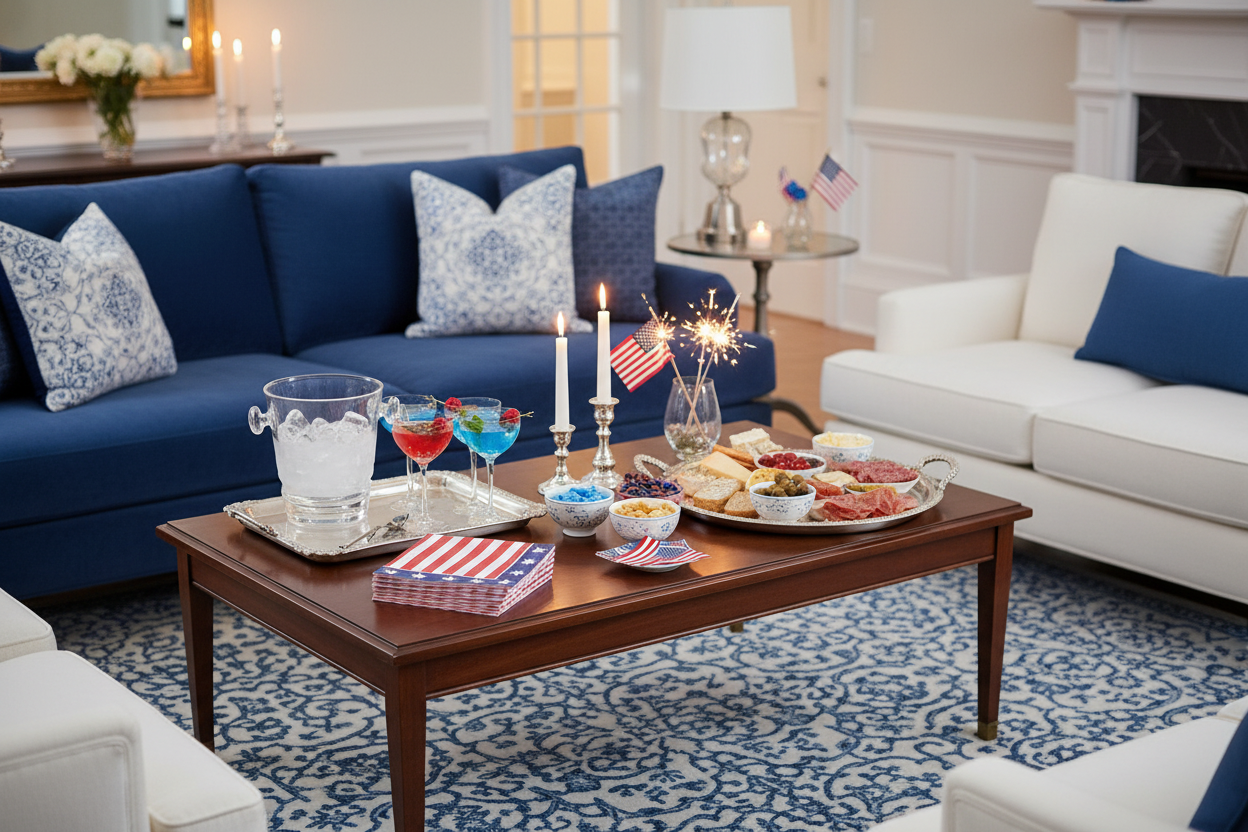 Indoor Patriotic Cocktail Party with Napkins