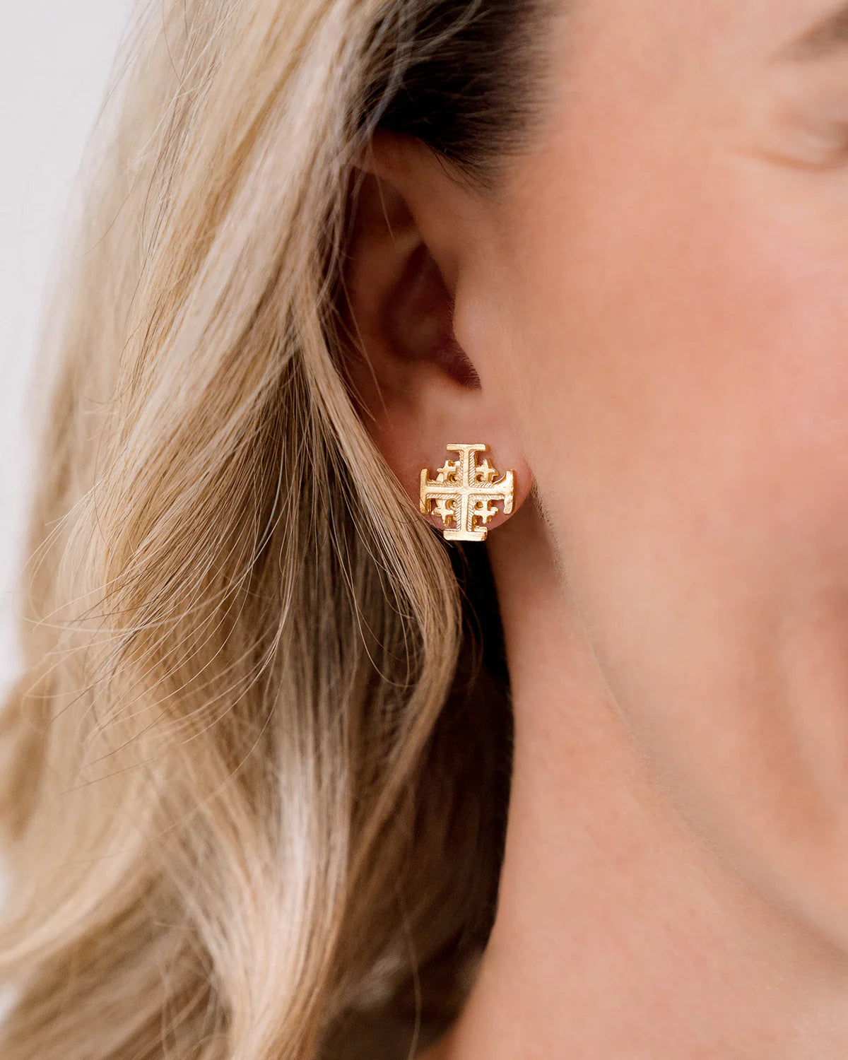 Jewelry - Earrings - Jerusalem Cross Studs
