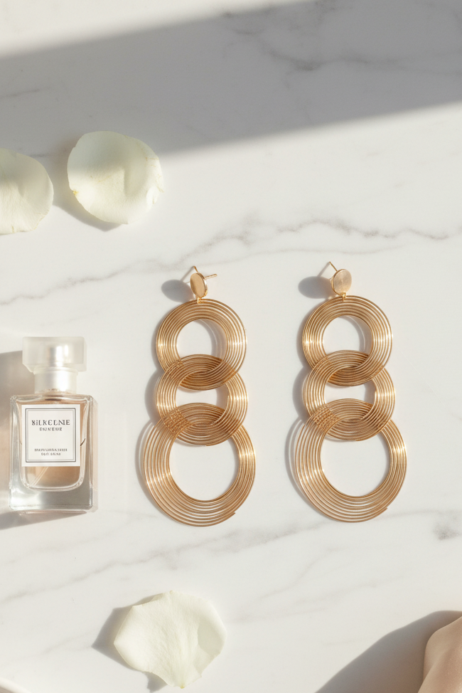 Jordan Circle Dangle Earrings Flat Lay