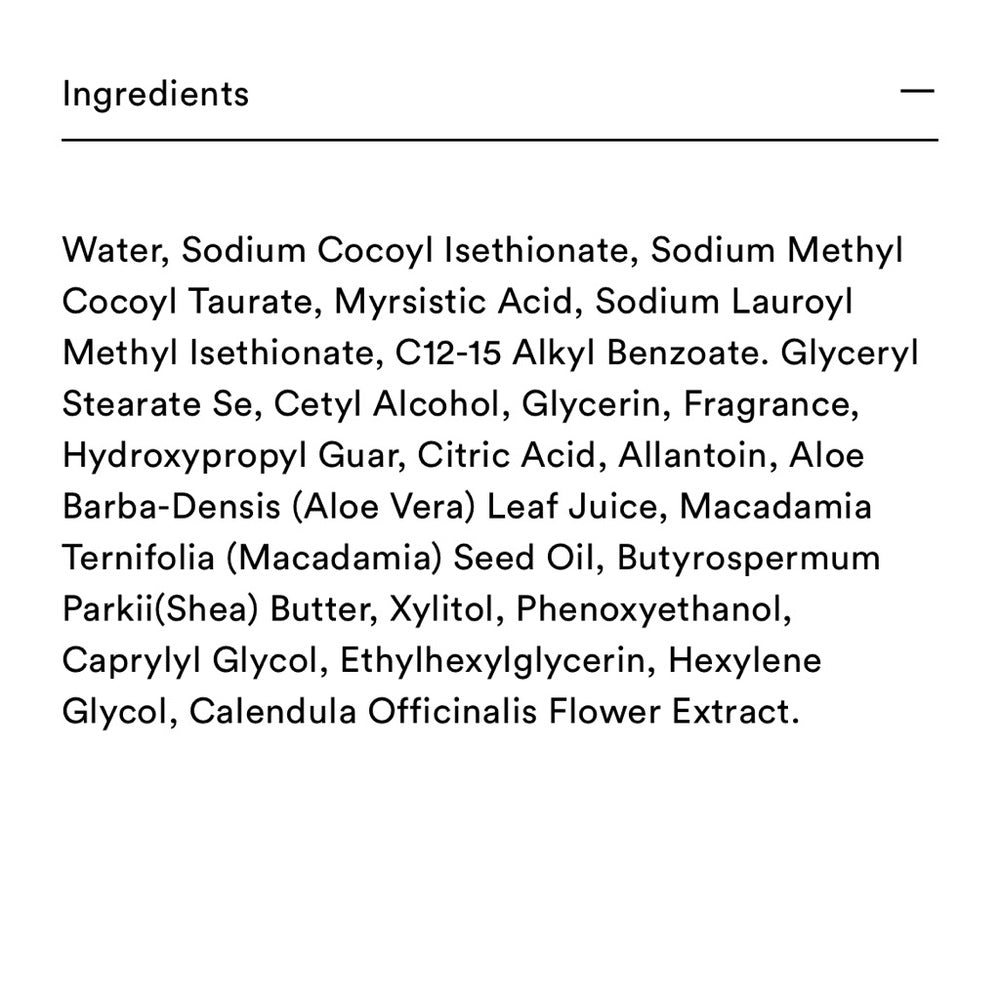 List of ingredients on a white background