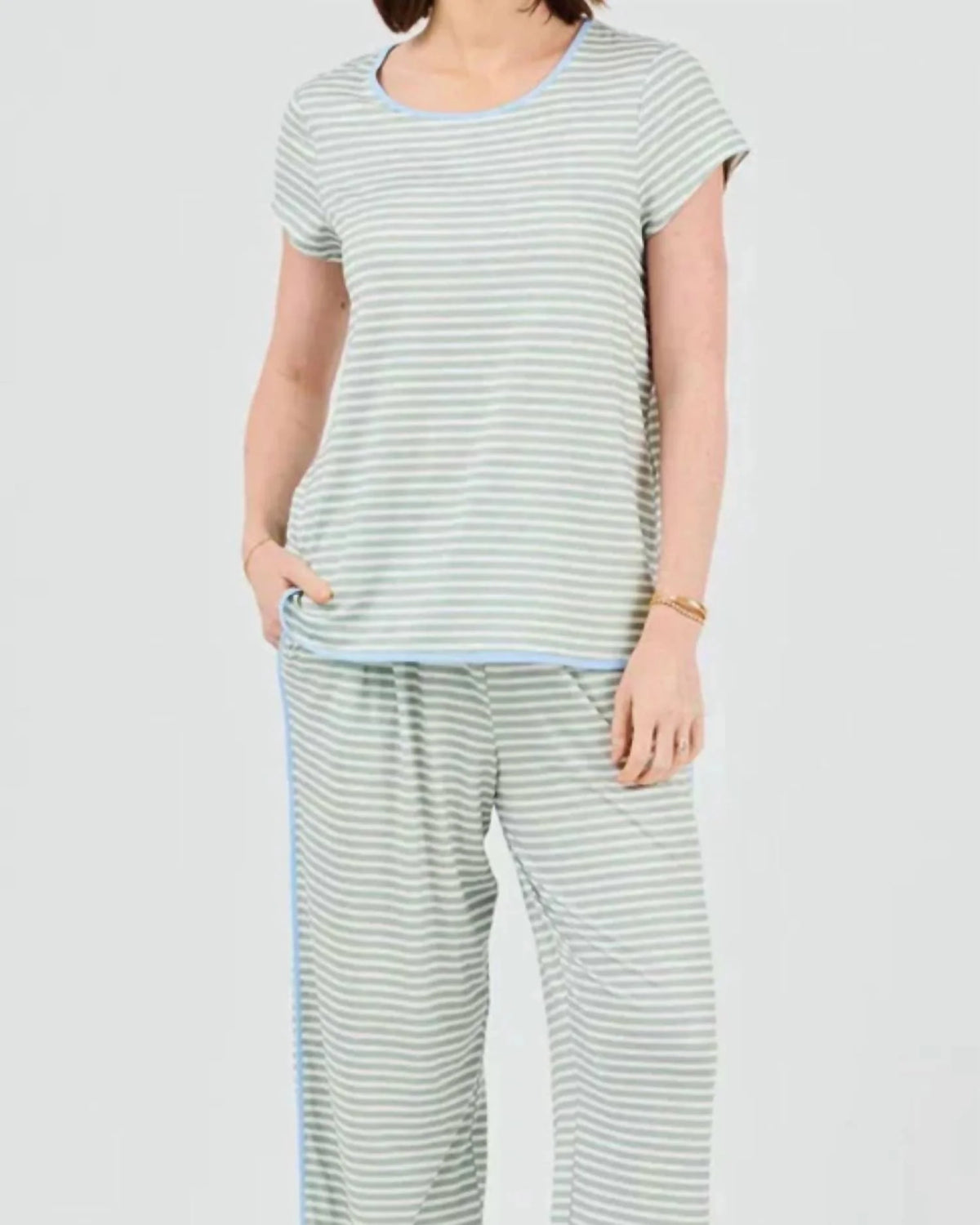 Melody Green Stripe Pant Set - Women’s Matching Lounge Set | XL