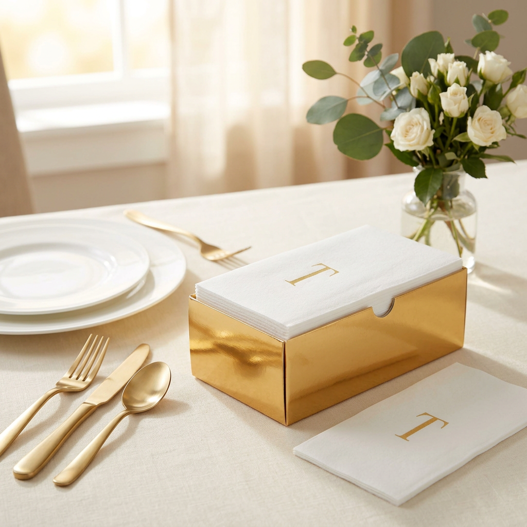 Monogram guest napkins at a dinner table