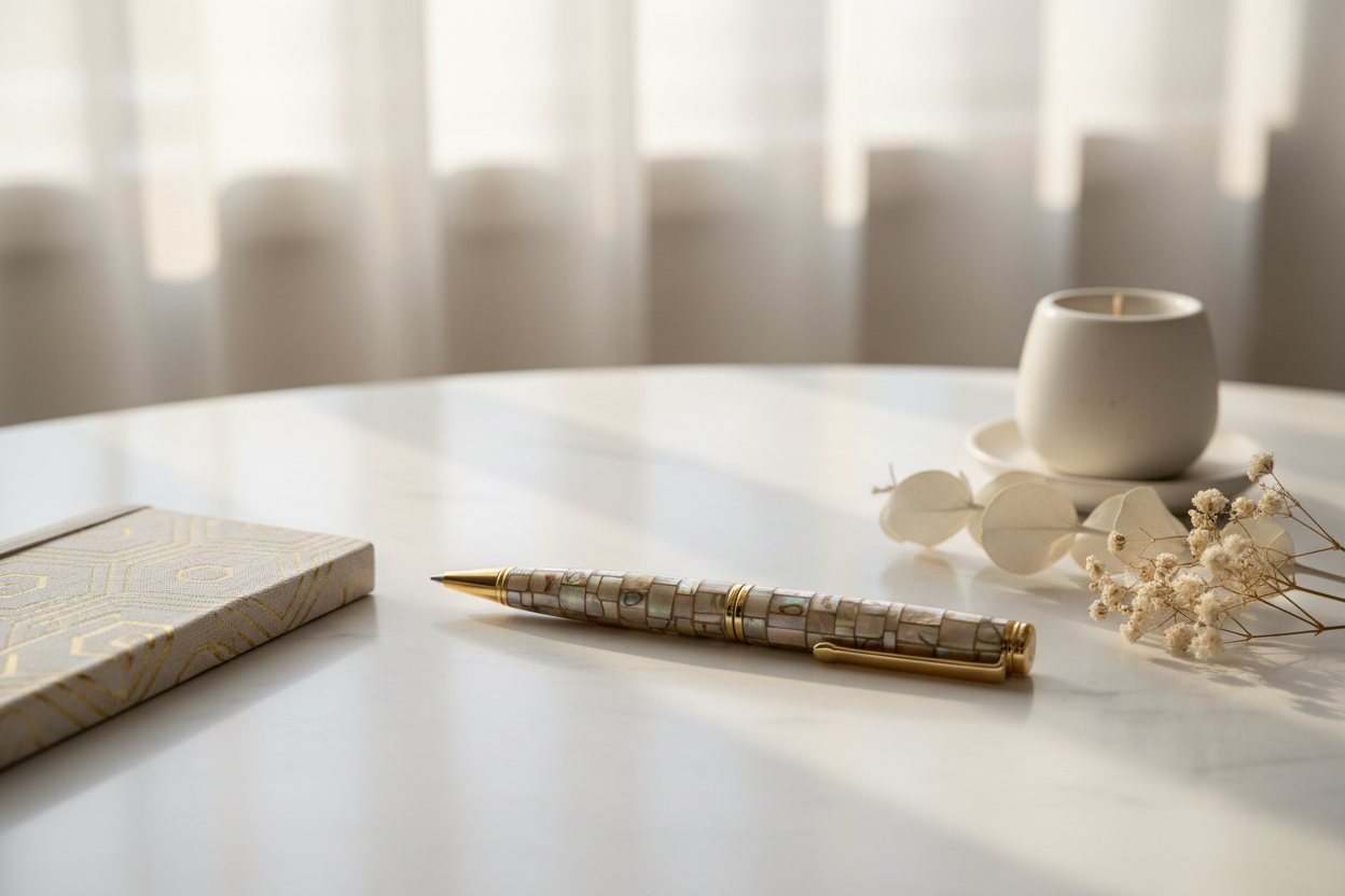Mother of Pearl Covered Pen - Lifestyle