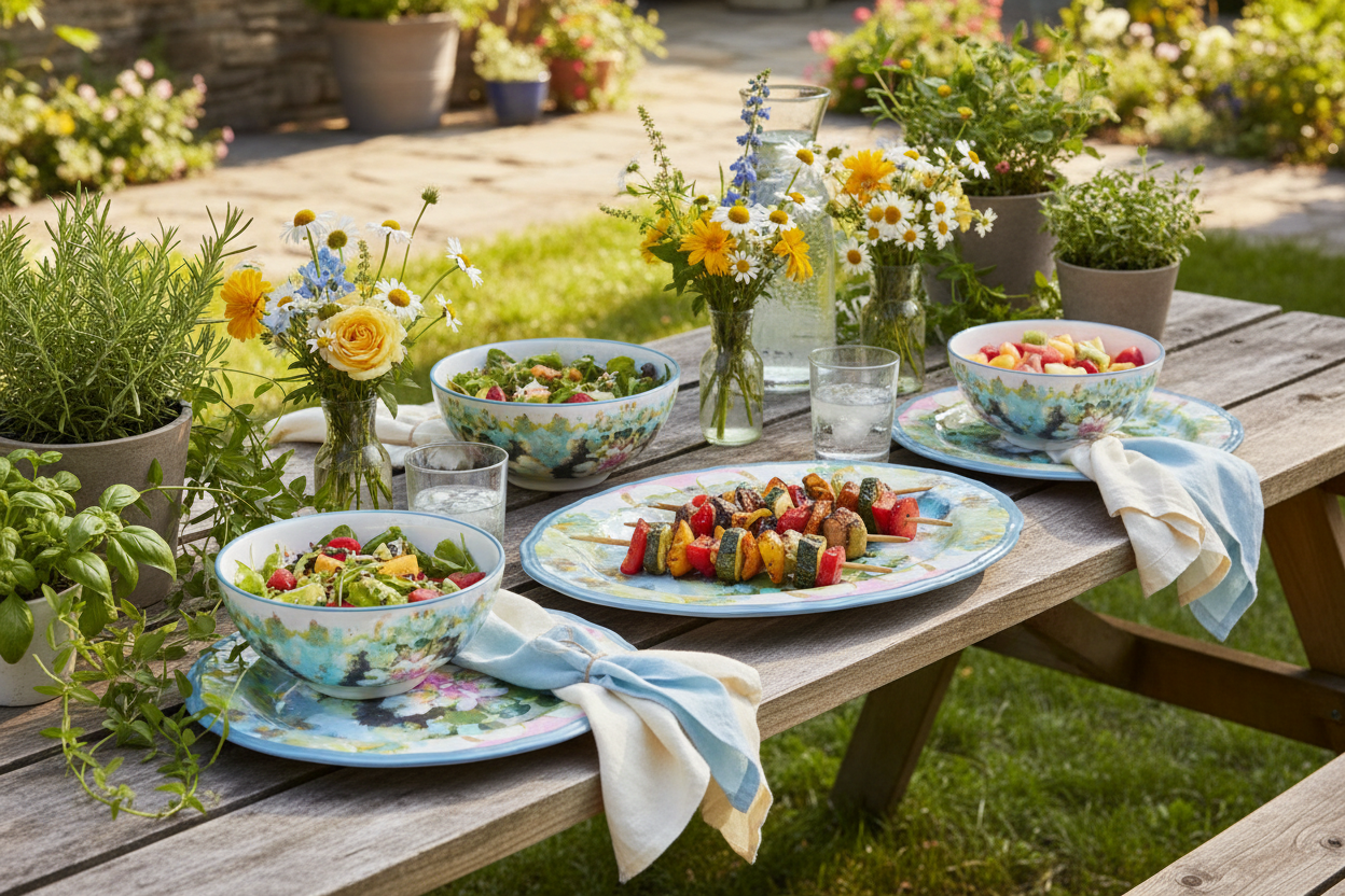 Nantucket Bloom Platter and Bowls Lifestyle