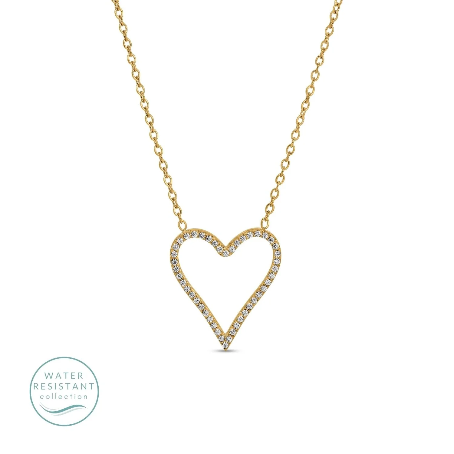 Jewelry - Necklace - Pave Heart Outline - Gold