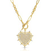 Jewelry - Necklace - Large Pave Heart - Gold