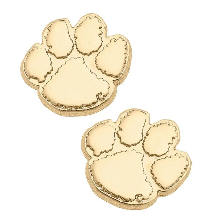 Gameday - Earrings - 24k Gold Plated - Tiger Paw Studs