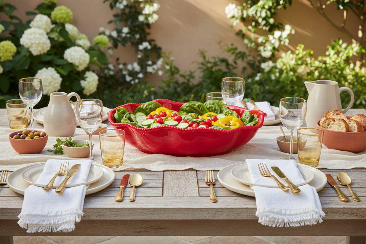 Perlette Red Melamine Serving Bowl – Lifestyle