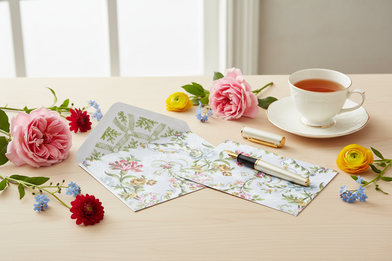 Phoebe Floral Note Cards Lifestyle