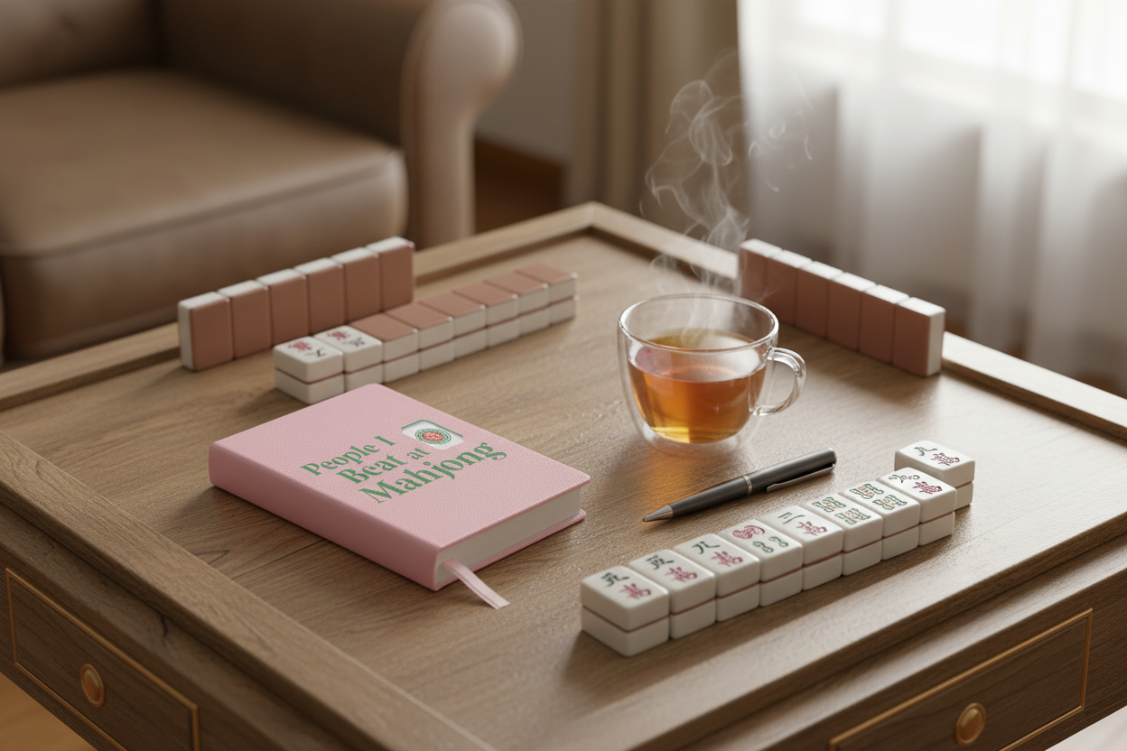 Pink mahjong journal on game table