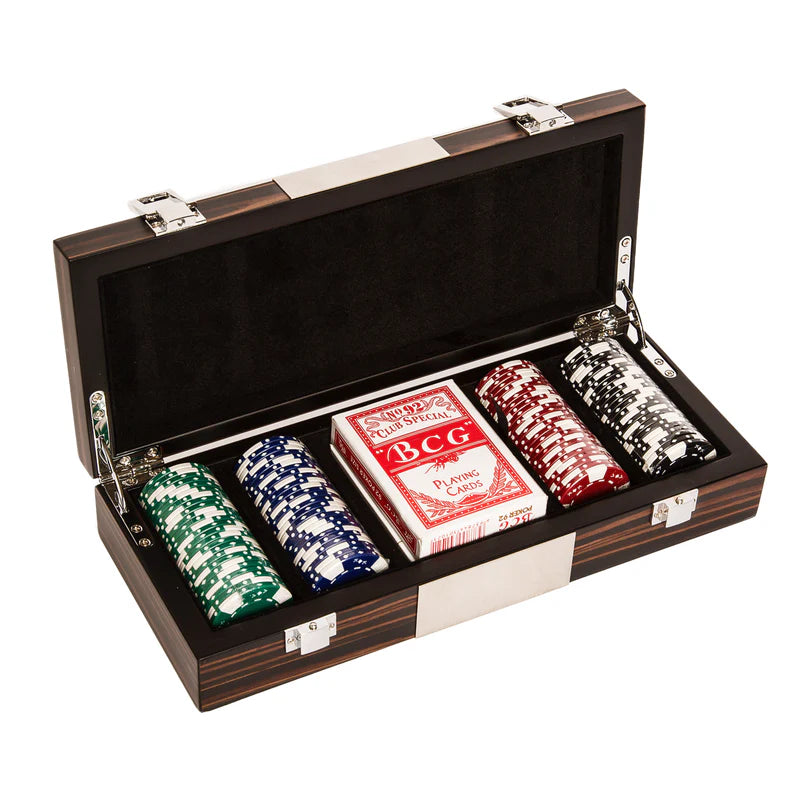 Brown Matte Ebony Boxed Poker Set