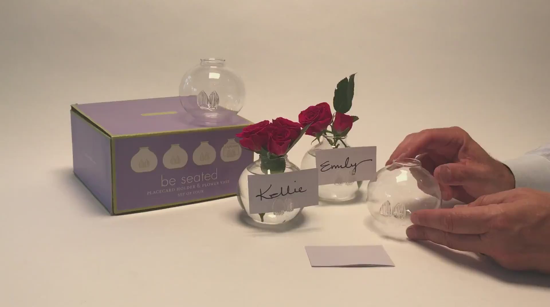 Load video: Placecard Holder- Glass Flower S/4