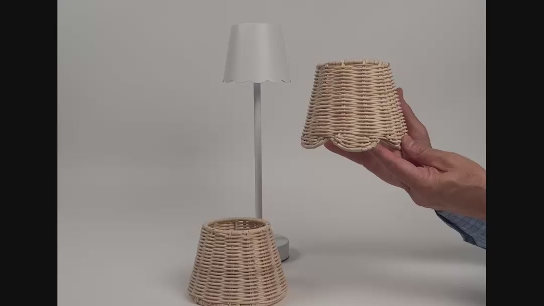 Load video: Home - Lamp Shade - Rattan - Scalloped Edge