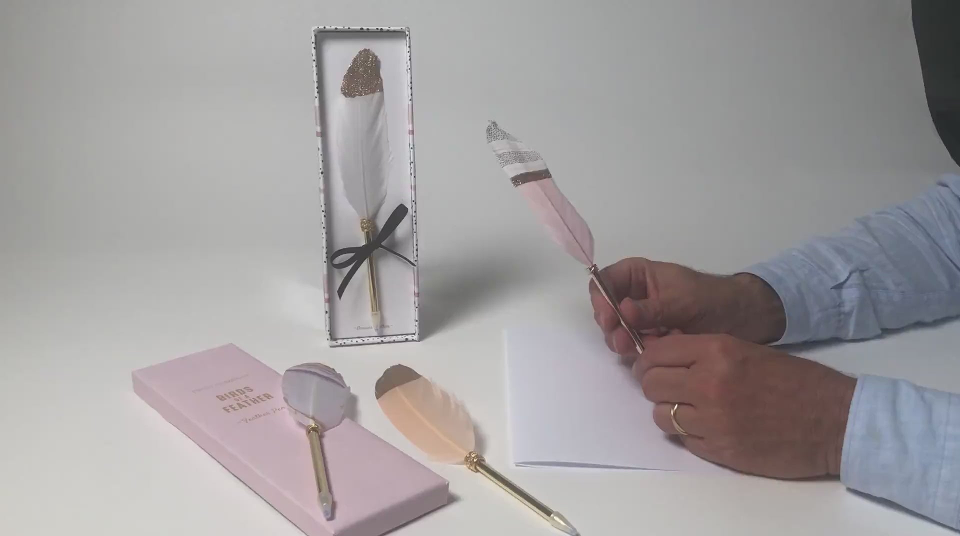 Load video: Feather Ballpoint Pen - Decorative Writing Pen