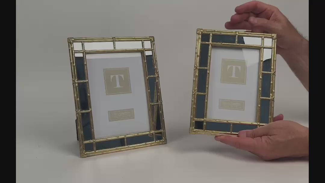 Load video: Home - Frame - Gold Bamboo with Mirrored Edge - 4x6