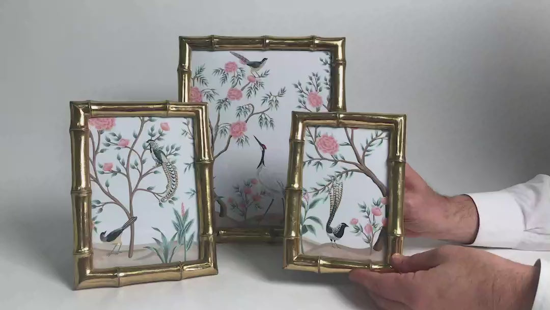 Load video: Gold Faux Bamboo Picture Frame 5x7 - Elegant Home Decor