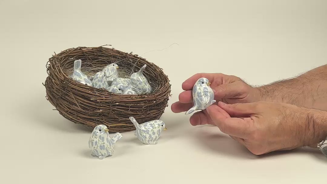 Load video: Blue Hydrangea Bird Figurine