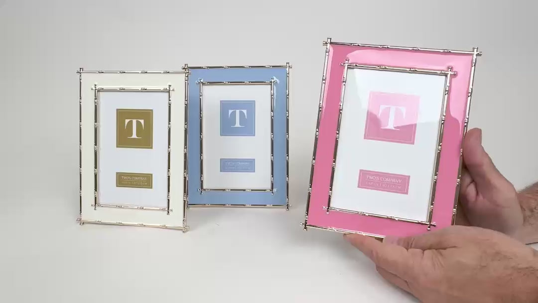 Load video: Gold Edged Bamboo Picture Frame 4x6 - Blue