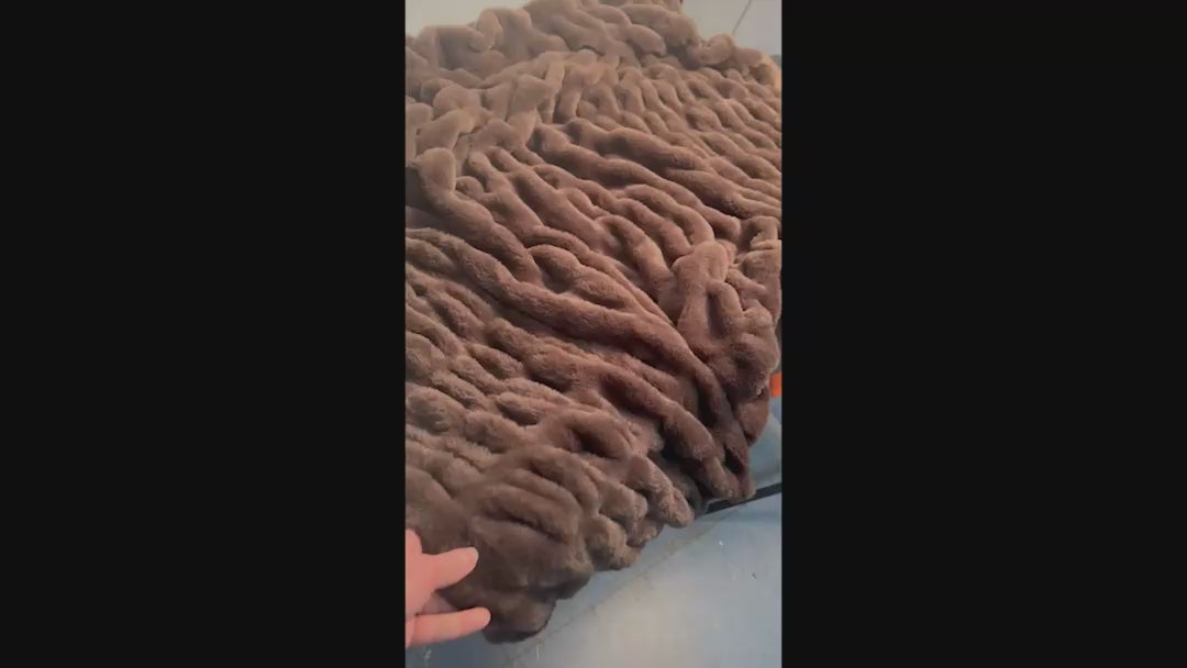 Load video: video of faux fur brown throw blanket