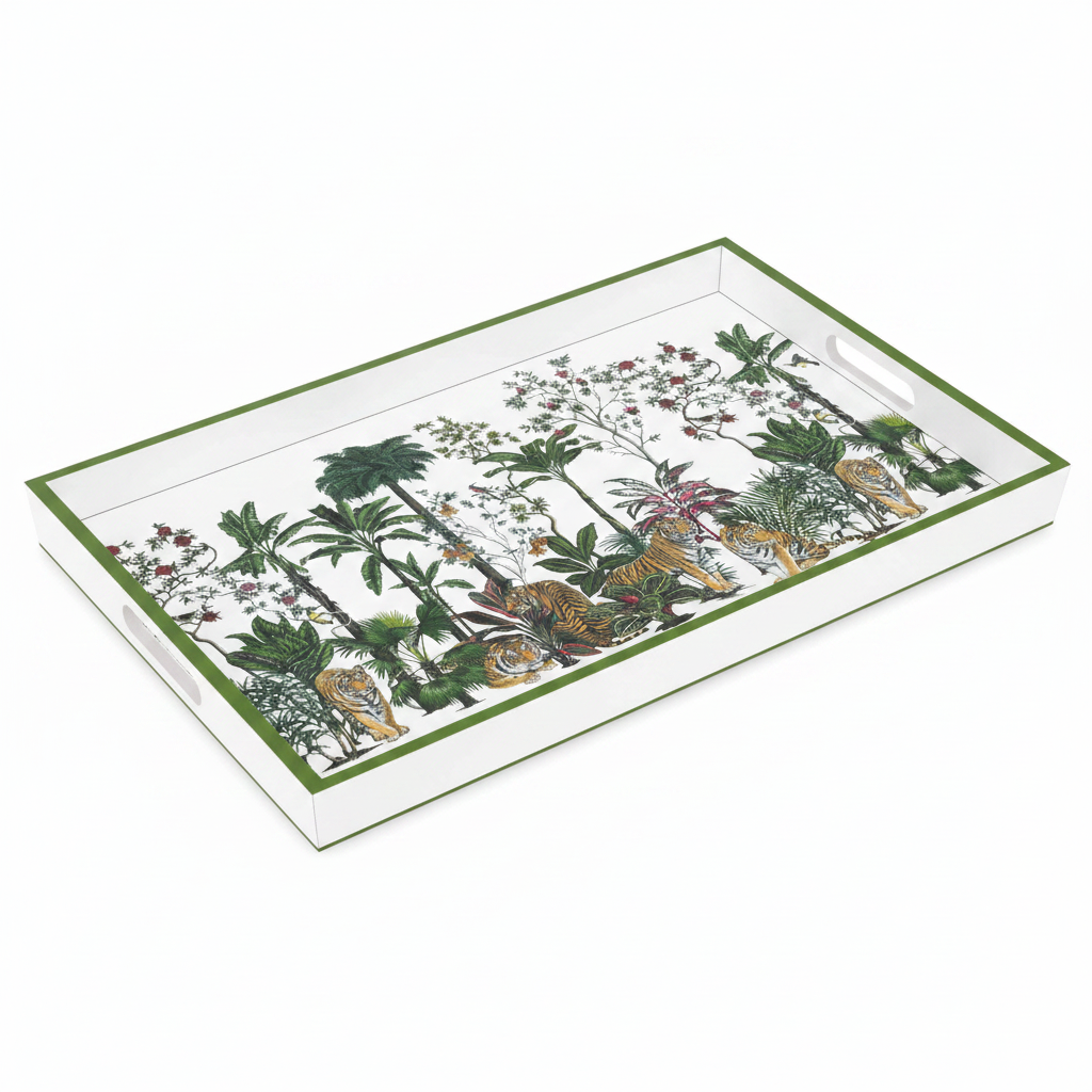 Product Photo of a decorative tray with tigers on it