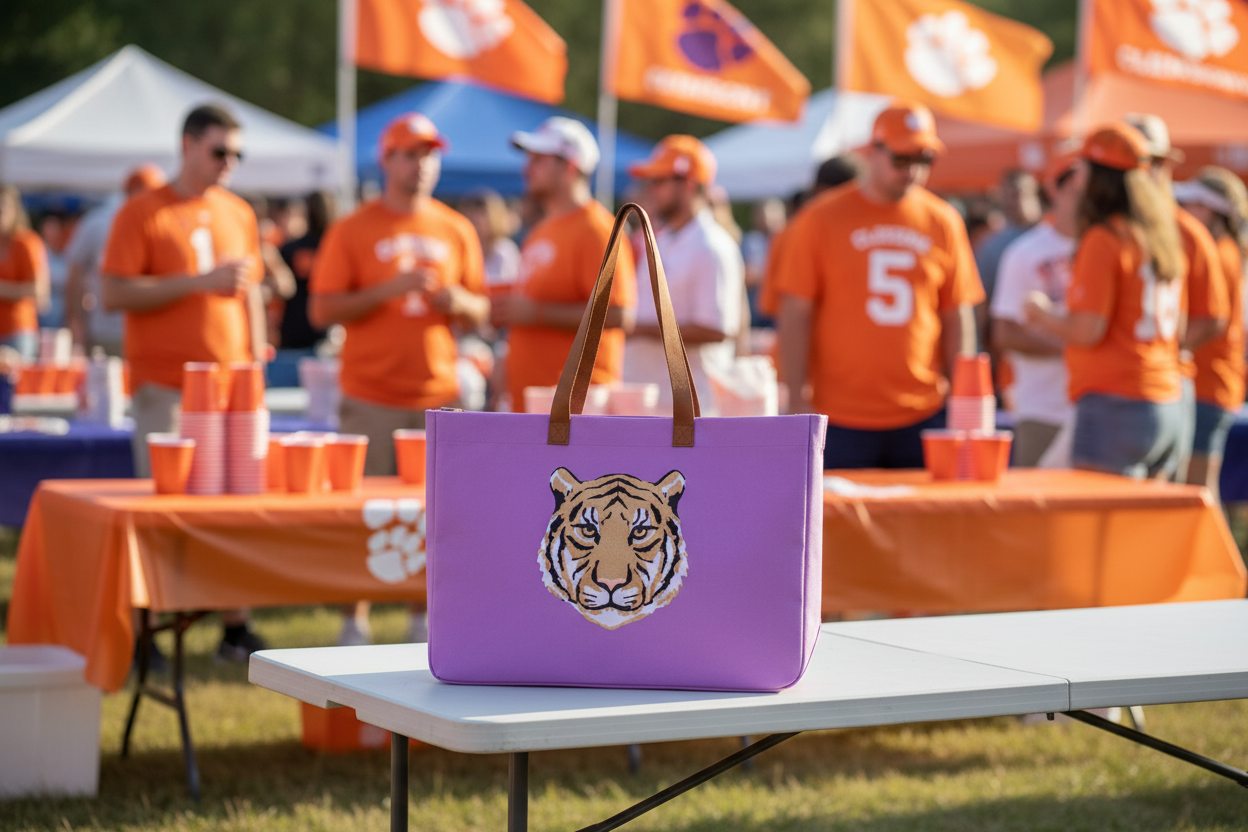 Purple Tiger Tote at Clemson Tailgate