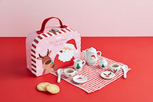 Seasonal - Children - Santa Tea Set - box opened with set displayed ready for play