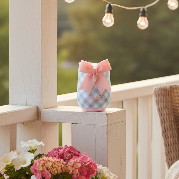 Swig Gingham Wine Cup on Porch