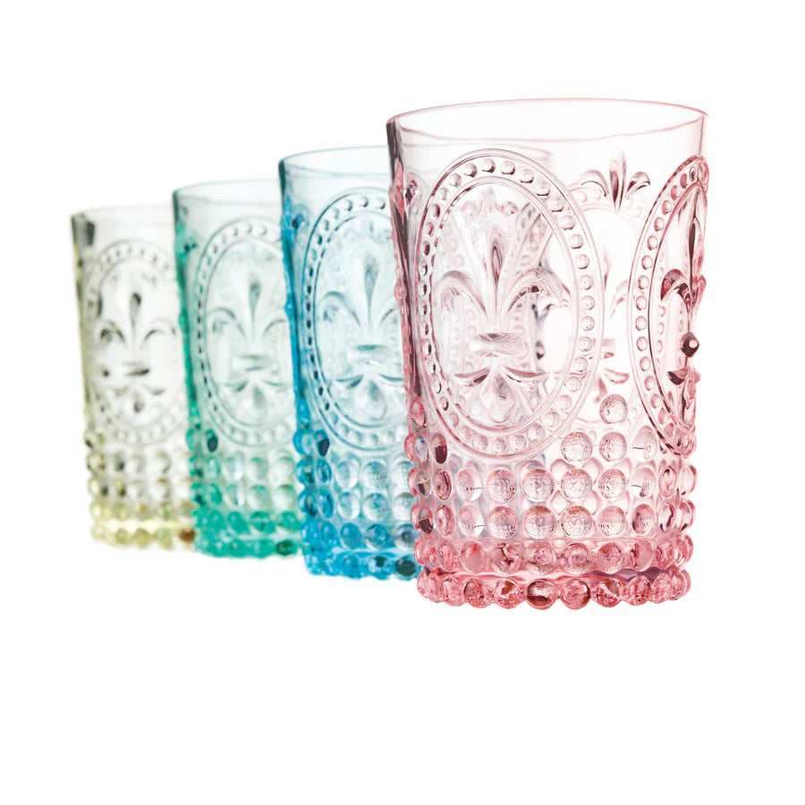 4 colorful acrylic tumblers on white background