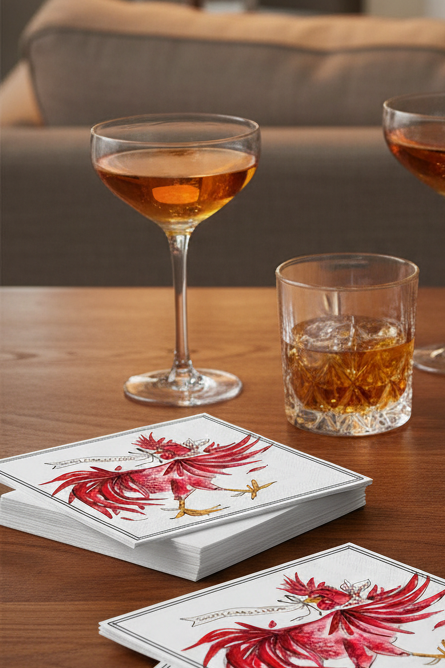 White Rooster Cocktail Napkins Indoor Lifestyle